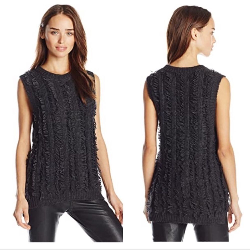 J.o.a. Fringe dark grey sleeveless sweater